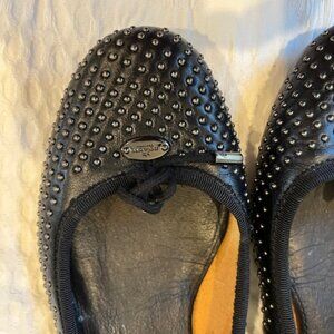 Coach Black Flats with Metal Ball Trim Size 7
